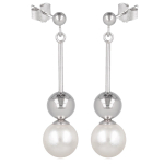 Les Tr&eacute;sors De Lily [Q4593] &ndash; h&otilde;bedased 'Perla' elevandiluust h&otilde;bek&otilde;rvar&otilde;ngad (roodiumiga kaetud) - 40x10 mm valge