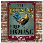 Les Tr&eacute;sors De Lily [Q9196] - Plaque m&eacute;tal r&eacute;tro 'The Cock Inn' (free house) - 20x15 cm roheline