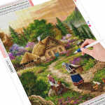 5D teemantmaaling maastik Kodukaunistus Full Drill Round Art tikandid 20X30CM