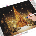 Teemanttikandid j&otilde;ulupuu t&auml;isnurkne puur Teemantmaaling Maastik Lumimosaiik Talvine n&auml;put&ouml;&ouml; Kodukaunistus Full Round (20X30CM)