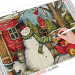 T&auml;isruudukujuline teemantmaaling j&otilde;ulude lumememm kivikivist komplekt 5D DIY teemanttikandid maastik K&auml;sit&ouml;&ouml; seinakunst Full Round (20X30CM)