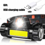 USB-taaslaetav LED-esituli V&otilde;imas COB-esitulede esitule taskulamp Taskulambi veekindel esituli 1200 mAh sisseehitatud akuga must