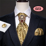 Kuldne Ascot prossiga meestele Paisley Silk Cravat Tie Hanky ​​taskur&auml;ti mansetin&ouml;&ouml;pide komplekt pidulikuks pulmakujundajaks AS-0023