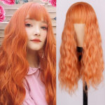 XINRAN Deep Wave Orange parukas, Bangs s&uuml;nteetilisest juukseparukas, naiste parukas Kuumakindel parukas 24  Cosplay