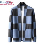 Cozy Up Briti stiilis s&uuml;gis uus silmkoeline kampsun trendibr&auml;nd Mood Ruuduline kampsun Meeste vaba aeg Kollane sinine meeste kampsunid M sinine