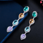 WWJ Noble mitmev&auml;rvilised tsirkooniumpisar-pisara rippuvad k&otilde;rvar&otilde;ngad kuld/kollane