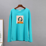 Hirsionsani puuvillased T-s&auml;rgid Naiste Kevad Retro Abstraktsed Figuurid Tr&uuml;kitud T-s&auml;rgid Naiste vabaaja pehme kaelusega pikkade varrukatega topid T&uuml;drukud M valge