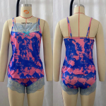 Naiste seksikas pidžaamakomplekt Moe rihm, pitsist &auml;&auml;risega magamisriietus, varrukateta, elastne v&ouml;&ouml;koht l&uuml;hikesed p&uuml;ksid magamisriiete komplekt S