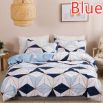 Geomeetrilise mustriga tekikott ja padjap&uuml;&uuml;r, &uuml;lipehme mikrokiudkangas, 10 suurusega &uuml;heinimesevoodi, kaheinimesevoodi, kaheinimesevoodi ja &uuml;lisuur kaheinimesevoodiga voodipesu EU-Double sinine