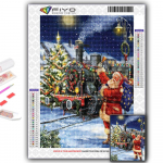 5D Teemantmaali J&otilde;ulupuu J&otilde;uluvana Lumemees Ristpistes Teemanttikandid Mosaiik Full Round 20X30CM