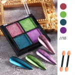 4-v&auml;rviline Nail Art Magic Mirror pulber tahke s&auml;delev puuder k&uuml;&uuml;nte kunsti kaunistus