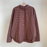 Johnature jaapani ruuduline k&otilde;ik sobivad Mori puuvillane linane naiste pluusid, kevadine lahtik&auml;iv krae, vaba vabaaja s&auml;rk One Size punane