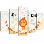 Viieosalise pildiga l&otilde;uendiprint Lion King Africa 100x70 oranž