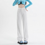 Laia s&auml;&auml;rega sirged teksad naiste suveklassikaline retro k&otilde;rge v&ouml;&ouml;kohaga t&auml;ispikk kottis teksap&uuml;ksid t&auml;navar&otilde;ivad vabaajamood XS valge