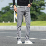 Kevad ja s&uuml;gis Uued tavalised meeste teksad Vintage Wash hallid Slim Fit sirge s&auml;&auml;rega p&uuml;ksid Meeste igap&auml;evased spordip&uuml;ksid 40