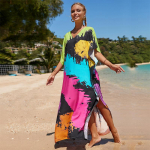 EDOLYNSA suures suuruses ujumiskost&uuml;&uuml;m, kate naistele, varrukatega Kaftan Maxi kleidid, suvevarustus, &otilde;htukleit vabaaja puhkeriietus Q1342 One size mitmev&auml;rviline