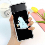 Dinosaur Cartoon luksuslik &uuml;mbris Samsung Galaxy Z Flip 3 4 5g Funda Z Flip3 Clear PC k&otilde;va p&otilde;rutuskindel Taga Telefon Coque Shell Samsung Z Flip 5G