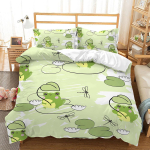 3D k&otilde;rglahutusega prinditud konnamustriga voodipesukomplekt v&auml;rske rohelise loomasuleteki ja padjap&uuml;&uuml;riga 2/3 t&uuml;kki AU/DE/US/UK kodukaunistusega Baby 100x135cm beige