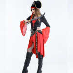 Seksikas naiste piraatkost&uuml;&uuml;m naine pluss suuruses naissoost Halloweeni v&auml;ljam&otilde;eldud peokleit m&uuml;tsikomplektiga Carneval Performance Cos Adult Cosplay Keskaegsed kost&uuml;&uuml;mid M