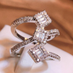 Klassikaline geomeetriline tsirkoonist s&otilde;rmus naiste moepeole ehted Kihlusehted 925 h&otilde;betatud s&otilde;rmus aastap&auml;eva kingitus 6 valge