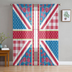 Briti lipu muster l&auml;bipaistev kardin elutuppa Voile akende ruloode jaoks Magamistoa t&uuml;llkardin K&ouml;&ouml;k Cortinas esiku kardinad 1 PCS W100XH250cm
