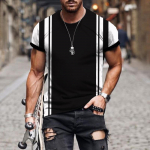 Suvised moetooted Meeste T-s&auml;rk 3D Prindiga Street Fashion Triibuline ruuduline s&auml;rk Suvine Kvaliteetne hingav Super Top XS