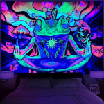 Blacklight Frog Gobel&auml;&auml;n UV Reaktiivsed lillevaibad Hipisilmad helendavad pimedas p&auml;ikeses ja kuus Esteetiline magamistoa seinaripp 95x73cm