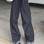 Suvised vintage Y2k Cargo p&uuml;ksid Naiste taskud High Street Fashion Baggy p&uuml;ksid Naiste Korea stiilis vabaaja laia s&auml;&auml;rega p&uuml;ksid 2023 Uus S hall