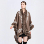 Talvine naiste r&auml;tik kaebe karusnaha krae Jacquard sall keeb suur kootud kardigan lahtine jope One Size khaki