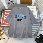 New Yorgi prinditud moe l&uuml;hikeste varrukatega T-s&auml;rk, mustriga naiste graafiline T-s&auml;rk, suvine Y2k top vabaaja spordi s&ouml;rks&auml;rk XL