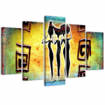 Viieosalise pildiga l&otilde;uenditr&uuml;kk Africa Women Dancing 100x70 roheline