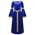 Keskaegne kost&uuml;&uuml;m T&uuml;drukute Keskaegne Kleit Vintage Maxi Kleit Printsess Kleit Renessanss Cosplay Kost&uuml;&uuml;mi Peokleit 13-14 Years sinine