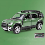 1/24 Scale Defender maasturi sulamist automudel, metallist m&auml;nguasi maastikus&otilde;idukid, heli- ja valgussimulatsiooniga automudel, kollektsiooni lastele m&otilde;eldud kingituste koopia 1/24-21x8.2x7.8cm roheline
