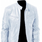 Meeste Vintage lahe mootorratta jope Nahast pikkade varrukatega s&uuml;gisene talvejope, krae Club Bomber jope 5XL valge