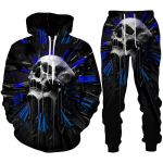 Isiksus gooti pealuu 3D prindiga kapuutsiga p&uuml;kste komplekt meeste/naiste naljakas Halloweeni t&auml;navar&otilde;ivaste riietus&uuml;likond hiphop 2-osaline spordidress XXL
