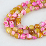 10 mm lihvitud &uuml;mmargused roosad kollased ahhaaadid oon&uuml;ks lahtised helmed looduslikust kivist naistele t&uuml;drukutele ehete valmistamise kaunistused 10mm