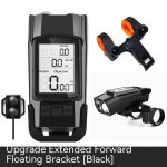 3-&uuml;hes rattakompuuter LED-USB-laetava jalgrattavalgustiga veekindel jalgratta sarve spidomeetri jalgrattalamp MTB maanteeratta jaoks must