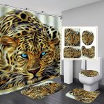 4 tk Leopard seeria du&scaron;ikardinate komplektid vannitoa jaoks libisemiskindlad vannitoavaibad kaas WC kate vannimatt