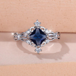 Peen kuninglik sinine geomeetriline ruudukujuline s&otilde;rmus naiste kihlumiseks, pulmadeks, kingituseks 10 safiir