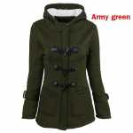 Talvine naiste mood, soe villane kapuutsiga mantel Segapuuvillast karusnahast krae mantel vabaaja puuvillane jakk suures suuruses 2XL armee roheline v&auml;rv