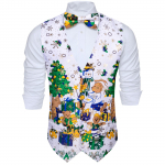 Barry.Wang Meeste Vest Vest Kikilips Hanr&auml;tik Mansetin&ouml;&ouml;bid Jacquard kootud siidist pulma tutvumispeo komplekt 2XL