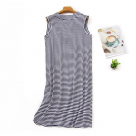 Triibuline Vest Kleit Pidžaamad Naiste Puuvillane Suur Suvine Korea stiil Klassikaline Vaba vabaaja &Scaron;ikk Varrukateta Kodukandmise Trend M sinine