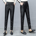 Kunstnahast pl&uuml;&uuml;sist paksendatud k&otilde;rge v&ouml;&ouml;kohaga elastne Korea suurus Pu p&uuml;ksid naiste moep&uuml;ksid naiste riided 3XL must