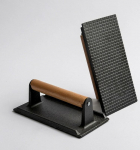 1 tk rauast burgeripress, peekonipress grillimiseks, &uuml;mmargune malmist grillipress, sobib lamedapealseks grilliks Burger Press Square must