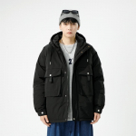 Talvine paksendatud meeste kapuutsiga jope noortele suur Jaapani t&ouml;&ouml;riiete puuvillane jakk M roheline