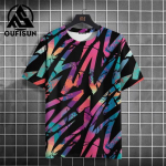 Graffiti Meeste T-s&auml;rk Suvine v&auml;rviline tr&uuml;kis l&uuml;hikeste varrukatega T-s&auml;rgid Suured O-kaelusega pullover v&auml;listingimustes kasutatavad vabaajar&otilde;ivad uutega M