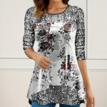 YYFS naiste vabaaja kevad-s&uuml;giseste lillemustritega pikkade varrukatega pluusid ja s&auml;rgid XXXXXL