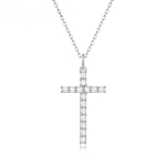 T&auml;ismoissanite risti ripatsiga kaelakeed naistele Solid 925 Sterling h&otilde;be peened ehted kaelakeed pruudi pulmakingitused 45cm valge