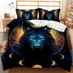 Wolf Print voodipesu komplekt Isikup&auml;rastatud moodne tekikate ja padjap&uuml;&uuml;r t&auml;issuuruses komplekt Mikrokiust 3D printimine Mugav kodukaunistus UK Single 135x200cm