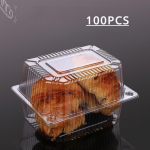 100 tk l&auml;bipaistev toidupakendite karp &uuml;hekordselt kasutatavad plastkarbid puuviljakoogi magustoidu s&auml;ilituskonteiner Take Out Box peoteenid 100PCS
